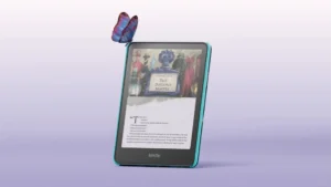 Kindle Colorsoft e-reader displaying illustrated Harry Potter page