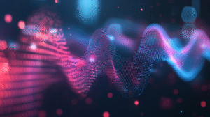 Digital soundwave visualization representing the OpenAI generative music tool for AI-based music creation