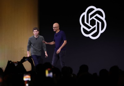 OpenAI CEO Sam Altman and Microsoft CEO Satya Nadella appear together after OpenAI recapitalization announcement.