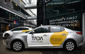 TADA Web3 taxi app showcasing zero-commission ride-hailing model in Singapore