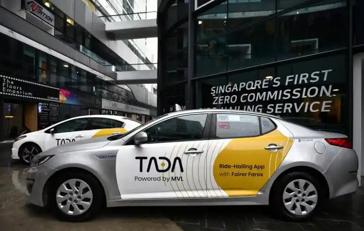 TADA Web3 taxi app showcasing zero-commission ride-hailing model in Singapore