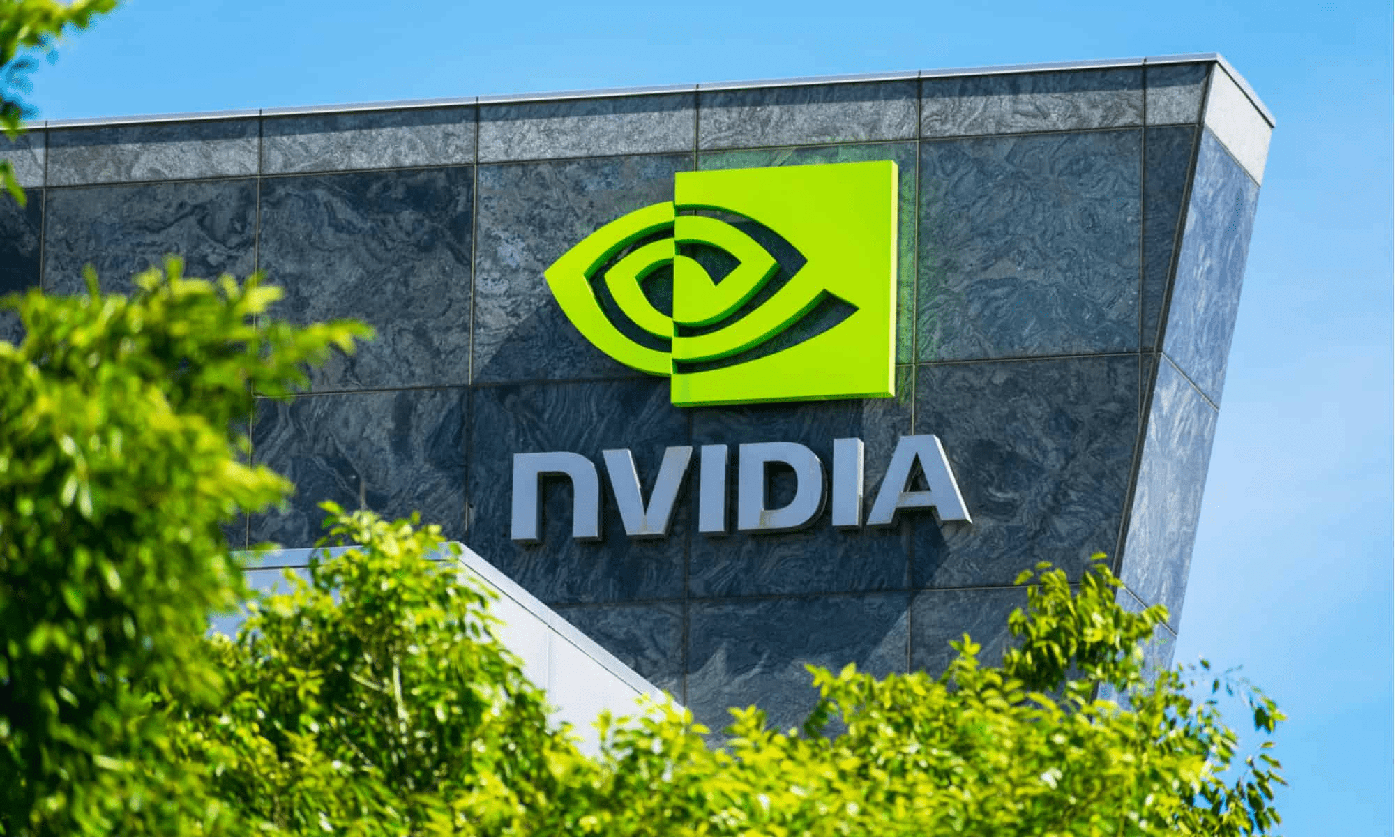 Nvidia headquarters logo amid US 25% tariff on H200 AI chips exported to China