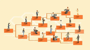 Illustration showing AI reshaping entry-level jobs and changing the leadership pipeline toward future CEOs