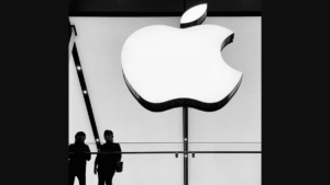 Apple logo displayed inside an Apple Store, representing Apple’s precise location data security feature for iPhone and iPad