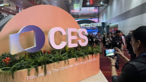CES 2026 show floor highlighting AI-focused technology exhibits in Las Vegas