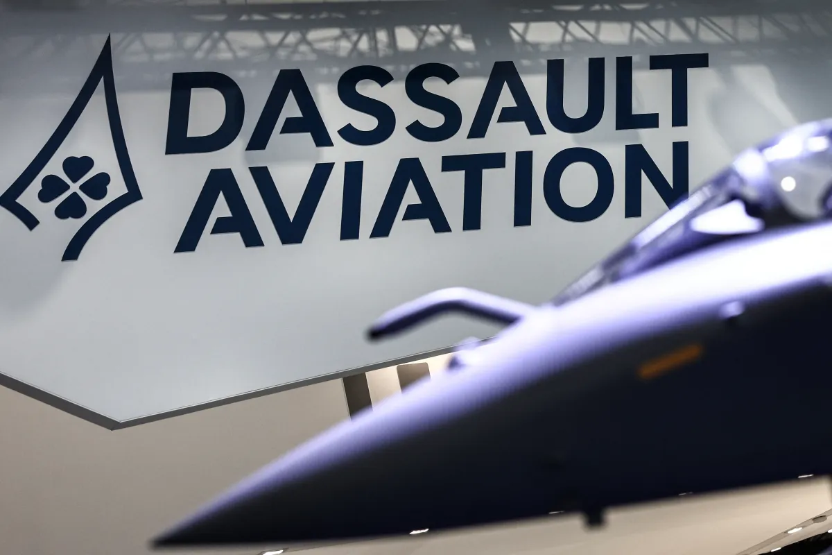 Dassault Aviation logo displayed during Harmattan AI Series B funding announcement in defense AI sector