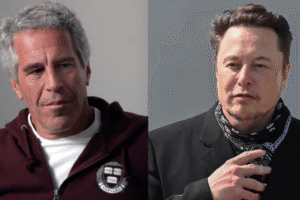 Two high-profile business figures shown side by side in portrait-style images amid scrutiny over released email records