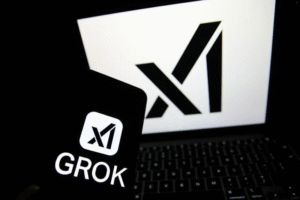 Grok AI chatbot logo displayed alongside xAI branding amid India’s order to restrict obscene AI-generated content