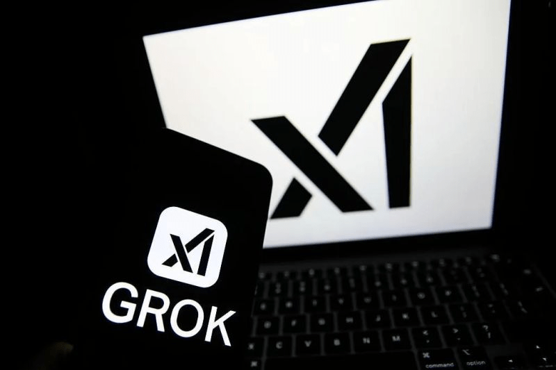 Grok AI chatbot logo displayed alongside xAI branding amid India’s order to restrict obscene AI-generated content