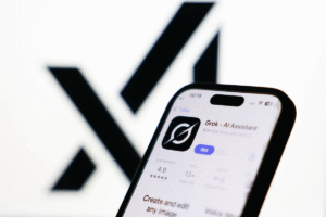 Grok AI app displayed on smartphone as Indonesia and Malaysia block Grok over non-consensual sexual deepfakes