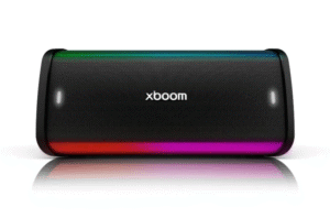 LG AI karaoke speaker Stage 501 Xboom party speaker with adaptive lighting and AI audio features