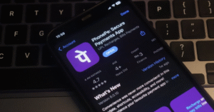 PhonePe payments app displayed on a smartphone screen amid investor exit via IPO