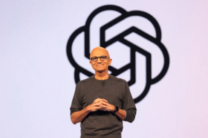 Microsoft CEO Satya Nadella explaining AI as a productivity tool for humans