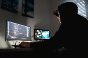 Scattered Spider teenage hackers conducting cybercrime attack on corporate network using social engineering and ransomware techniques
